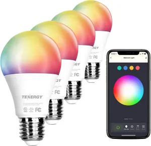 4-Pack: Smart WiFi LED Light Bulb with White and Color Changing Light Bulb