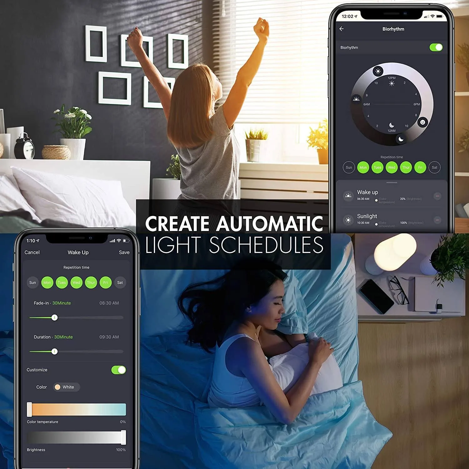 4-Pack: Smart WiFi LED Light Bulb with White and Color Changing Light Bulb