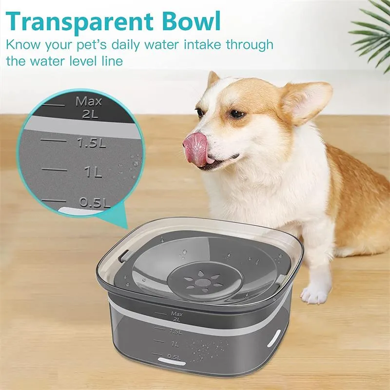 70oz Dog Water Bowl Large Capacity Spill Proof Dog Bowl Transparent
