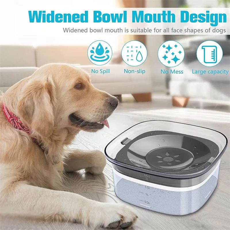 70oz Dog Water Bowl Large Capacity Spill Proof Dog Bowl Transparent