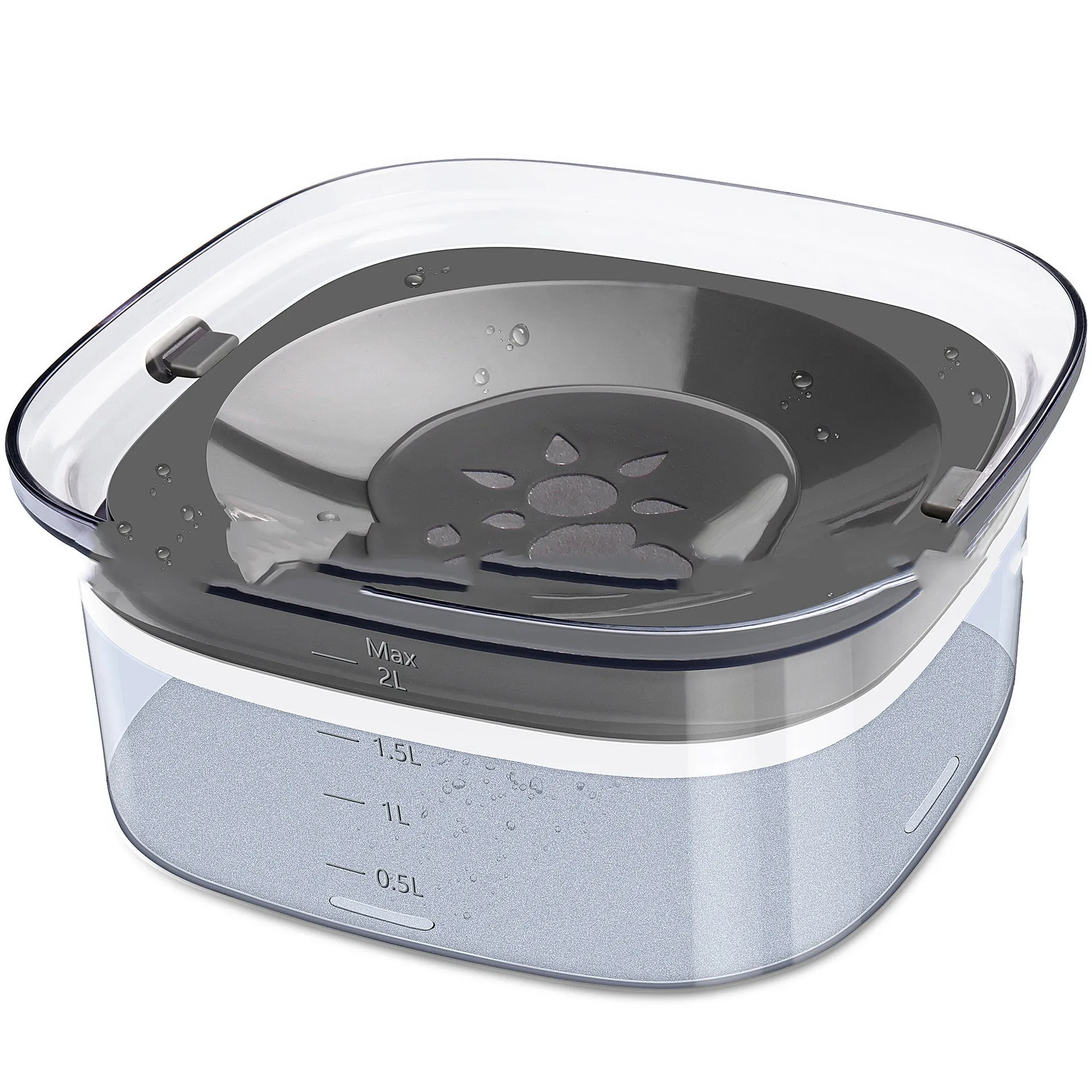 70oz Dog Water Bowl Large Capacity Spill Proof Dog Bowl Transparent