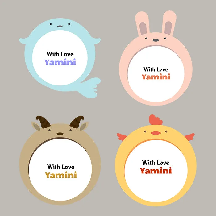 Adorable Personalised Gift Sticker - Animal Shape - Set of 40