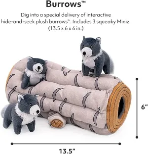 Arctic Wolf Log Burrow Dog Toy