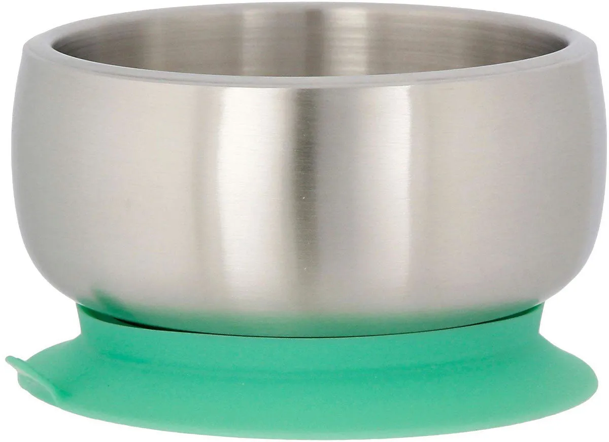Avanchy Stainless Steel Suction Baby Bowl   Air Tight Lid - Green