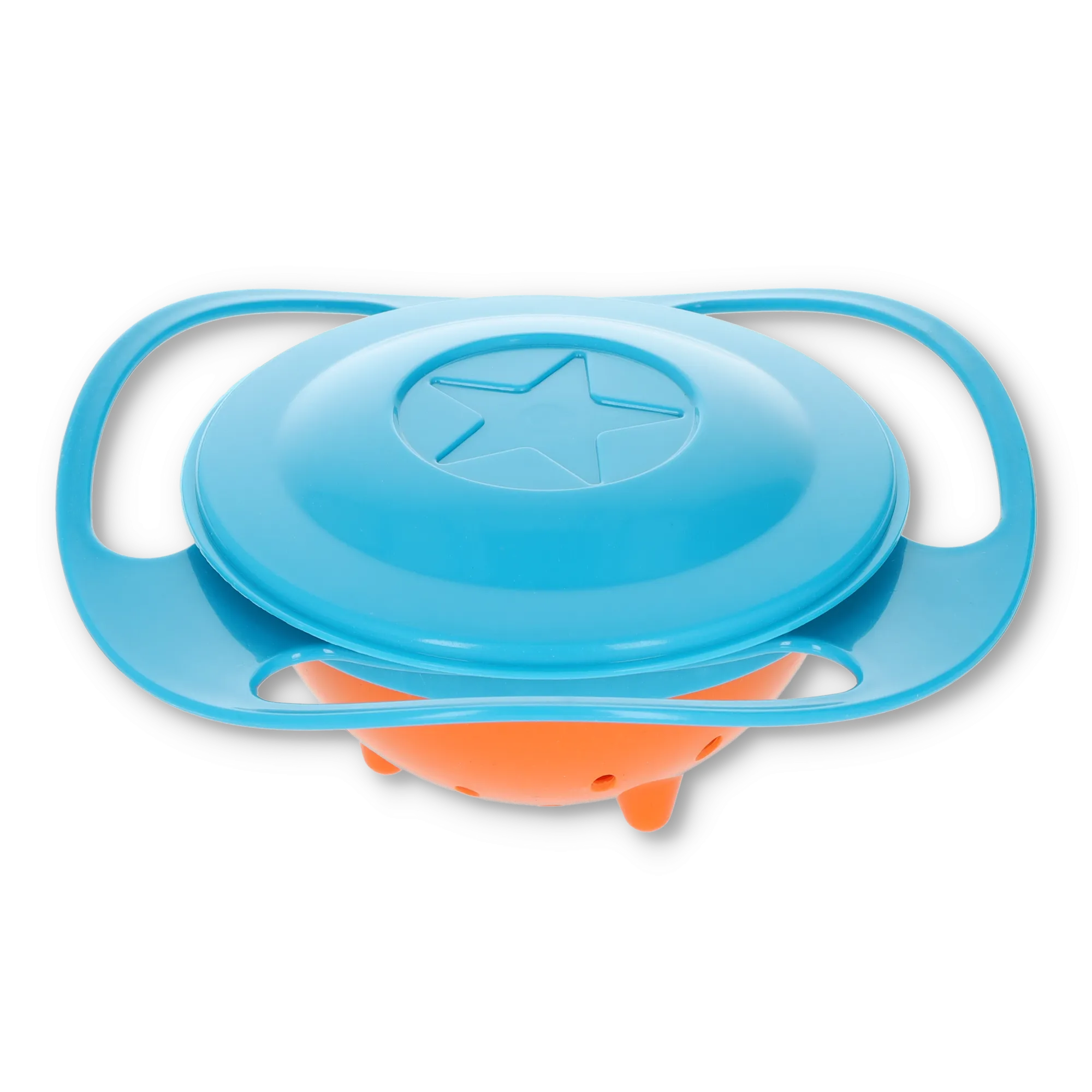 Baby Gyro Bowl 360° Spill-proof children's tableware Rotatable bowl anti-spill in UFO shape   lid - Green / Orange