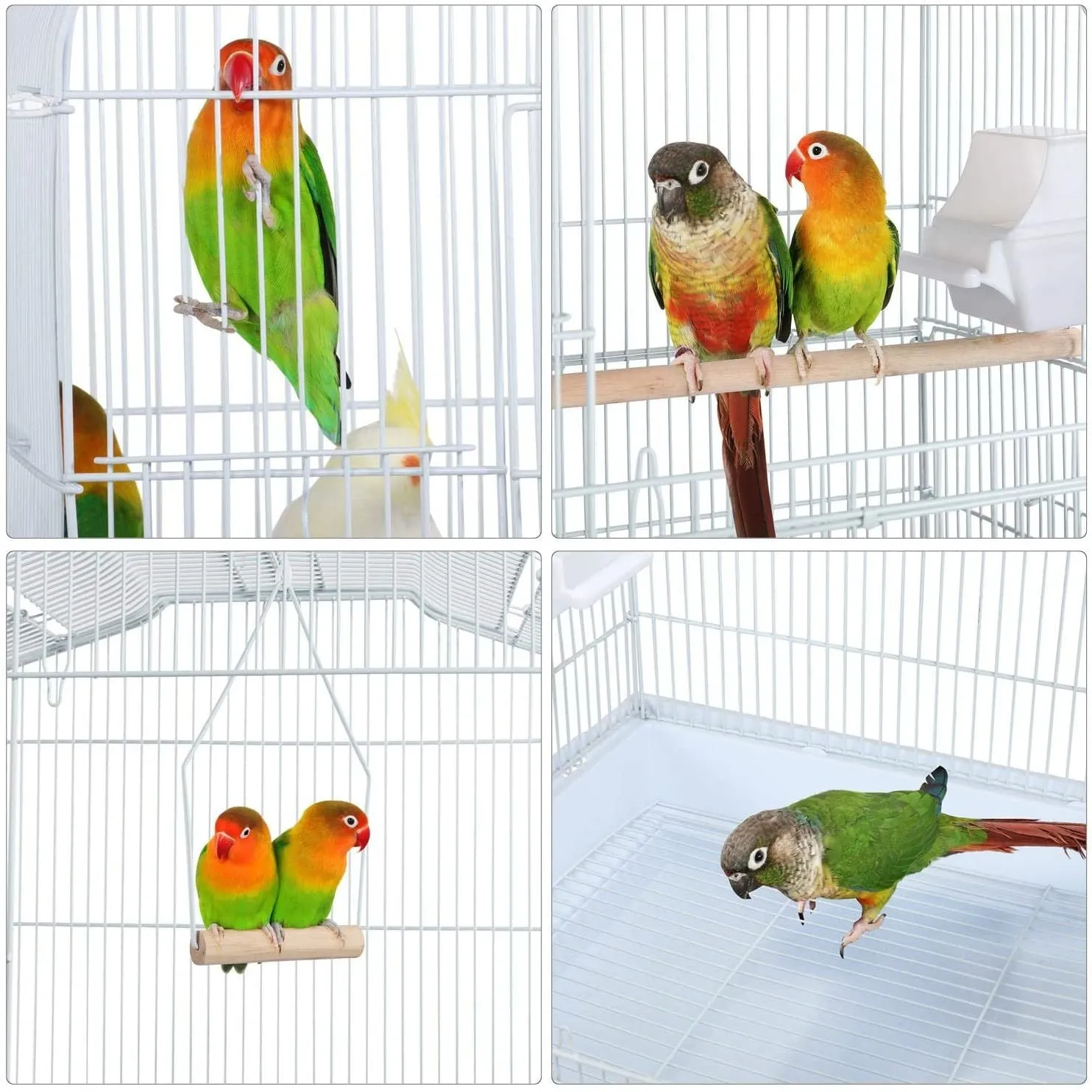 Blue 18-inch Medium Parakeet Wire Bird Cage for Budgie Parakeets Finches Canaries Lovebirds Small Quaker Parrots Cockatiels Green Cheek Conure perfect Bird Travel Cage and Hanging Bird House