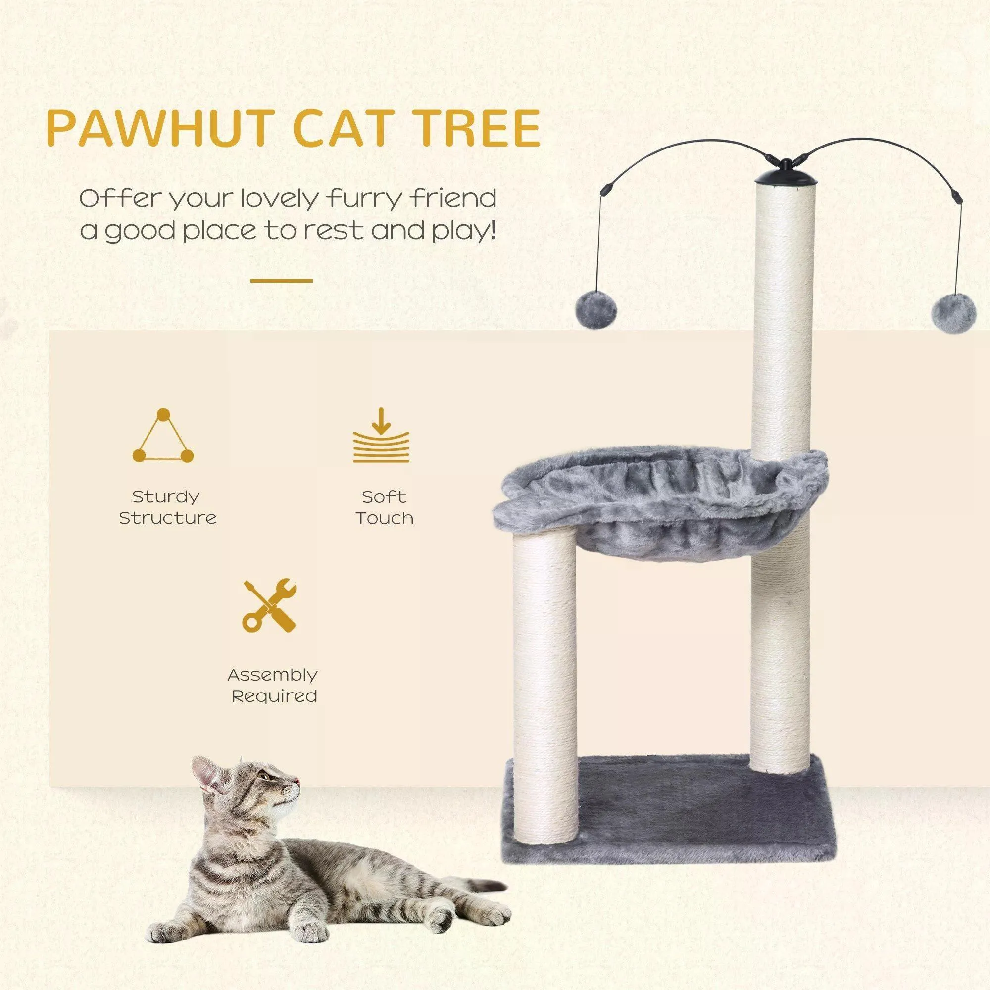 Cat Tree Tower Activity Center, 83cm - Grey