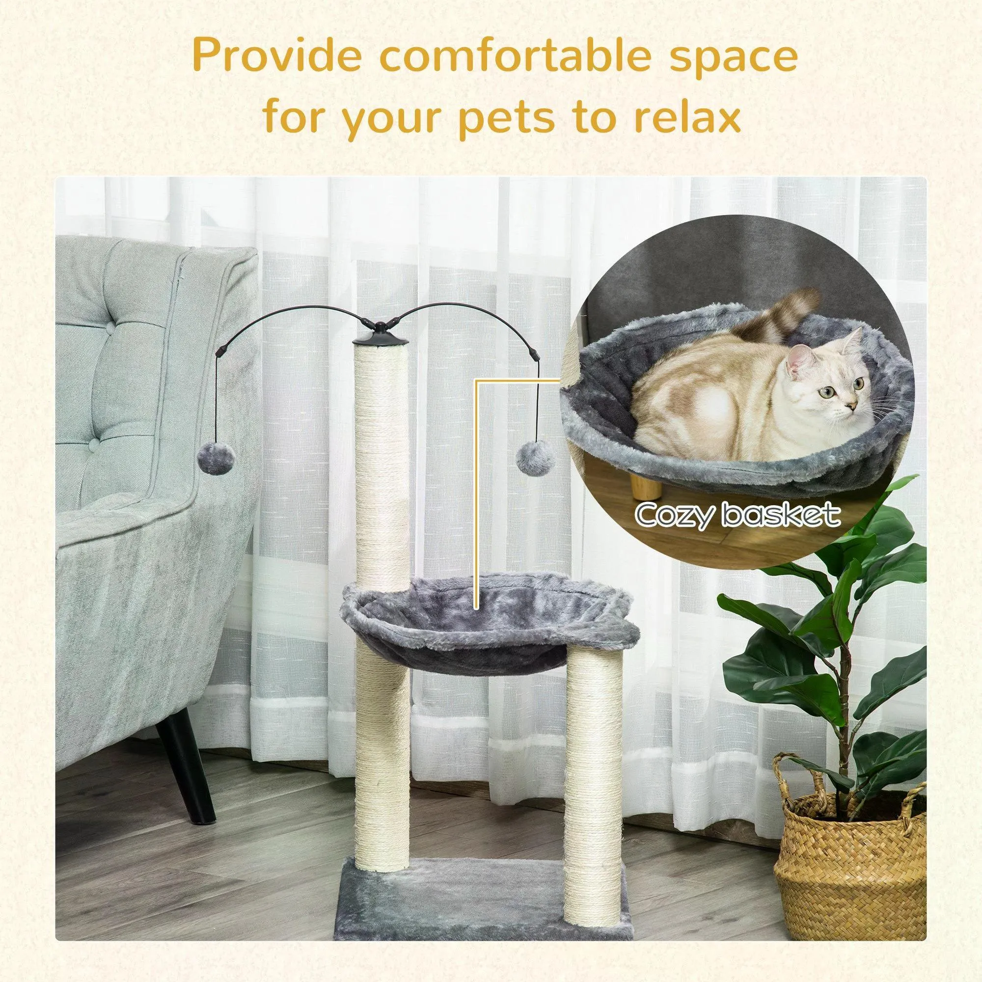 Cat Tree Tower Activity Center, 83cm - Grey
