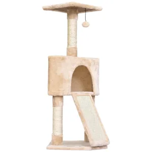 Corner Cat Tower w/ Sisal Rope Scratching Post - Beige