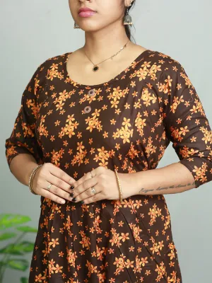 Cotton Printed 3/4 Sleeves Women's Feeding Top with Concealed Zipper
