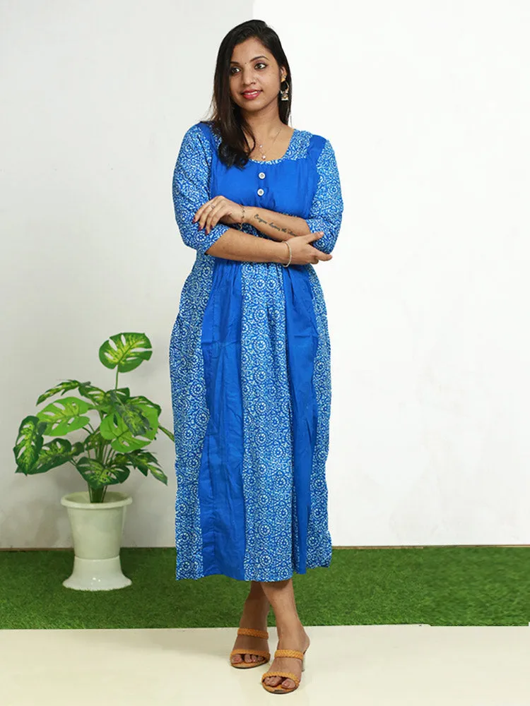 Cotton Printed 3/4 Sleeves Women's Feeding Top with Concealed Zipper
