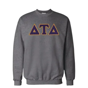 Delt Dark Heather Crew Neck Sweatshirt with Sewn On Letters