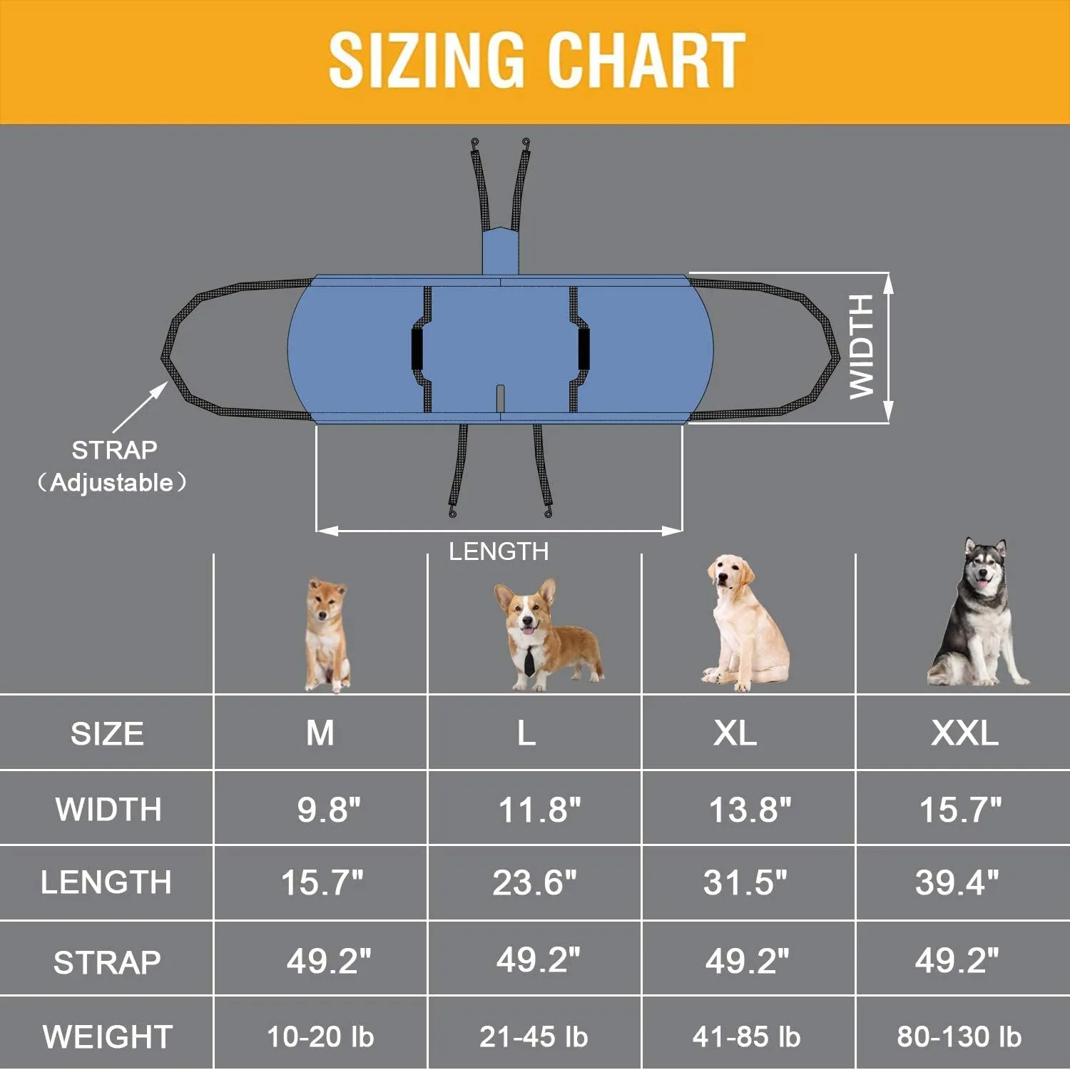 Dog Carry Sling, Emergency Backpack Pet Legs Support & Rehabilitation Dog Lift Harness for Nail Trimming, Dog Carrier for Senior Dogs Joint Injuries, Arthritis, up and down Stairs(2Xl, Blue)