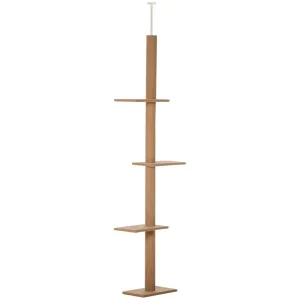 Floor-to-Ceiling Cat Tree, 260cm Tall - Brown