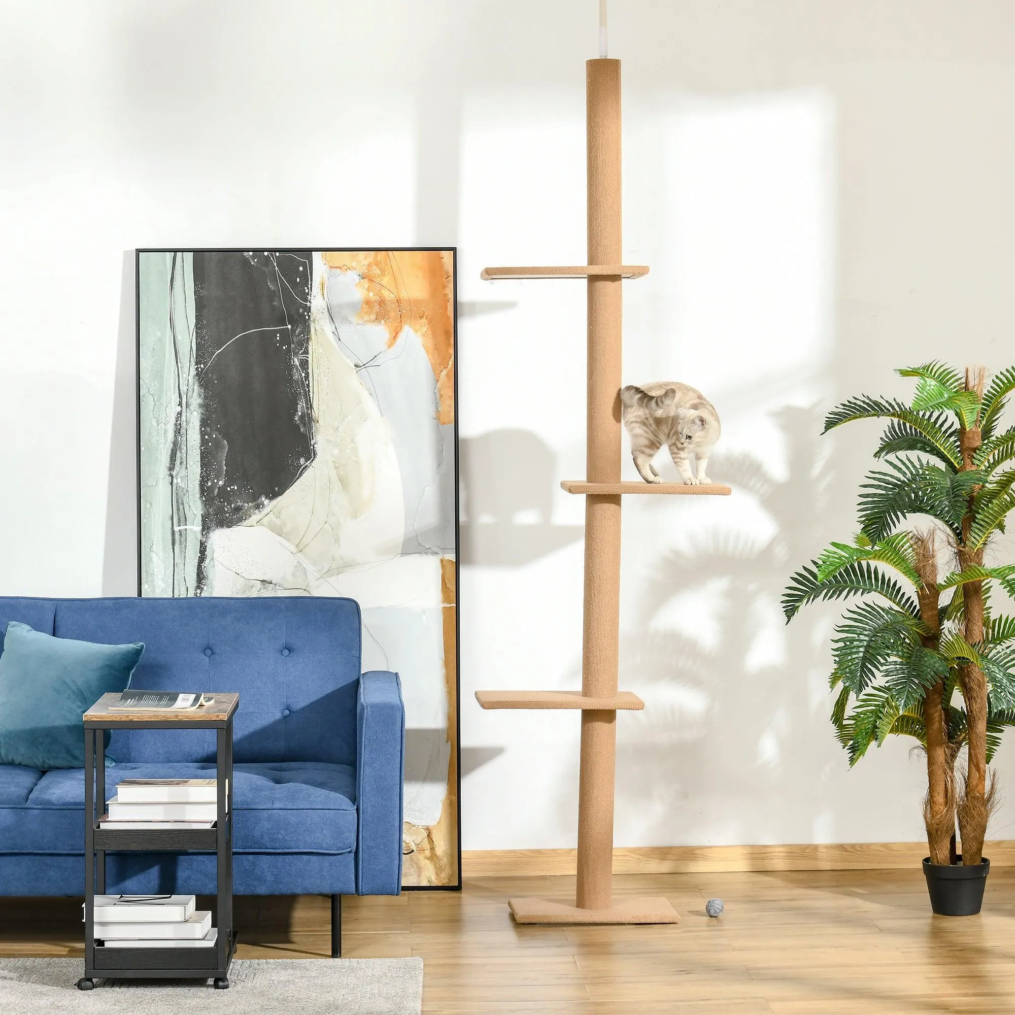 Floor-to-Ceiling Cat Tree, 260cm Tall - Brown