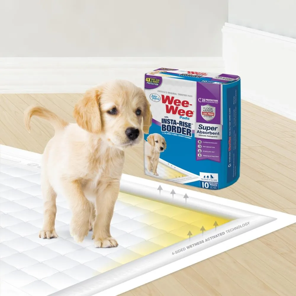 Four Paws Wee-Wee Super Absorbent Pads With Insta-Rise Border 10 Pk