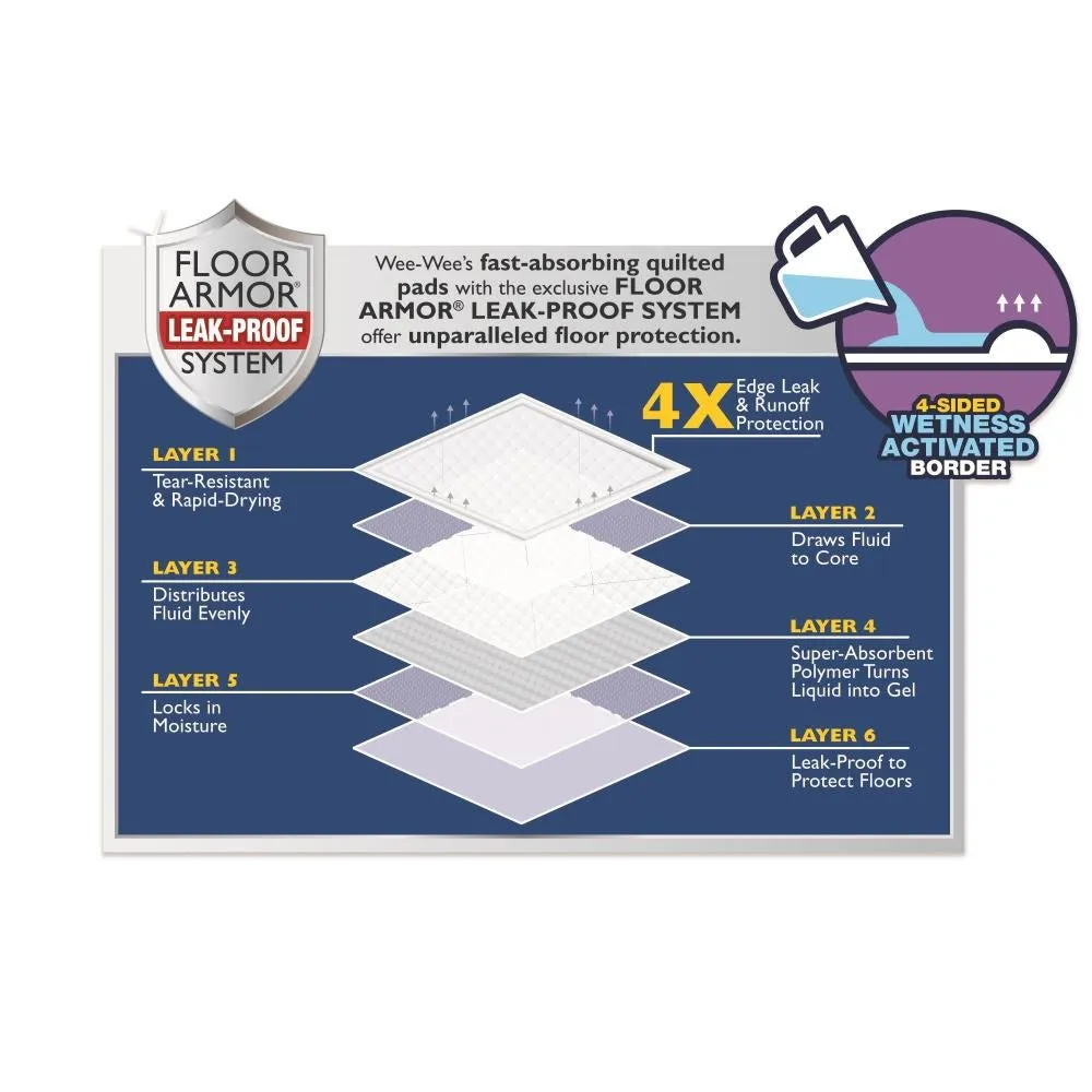 Four Paws Wee-Wee Super Absorbent Pads With Insta-Rise Border 10 Pk