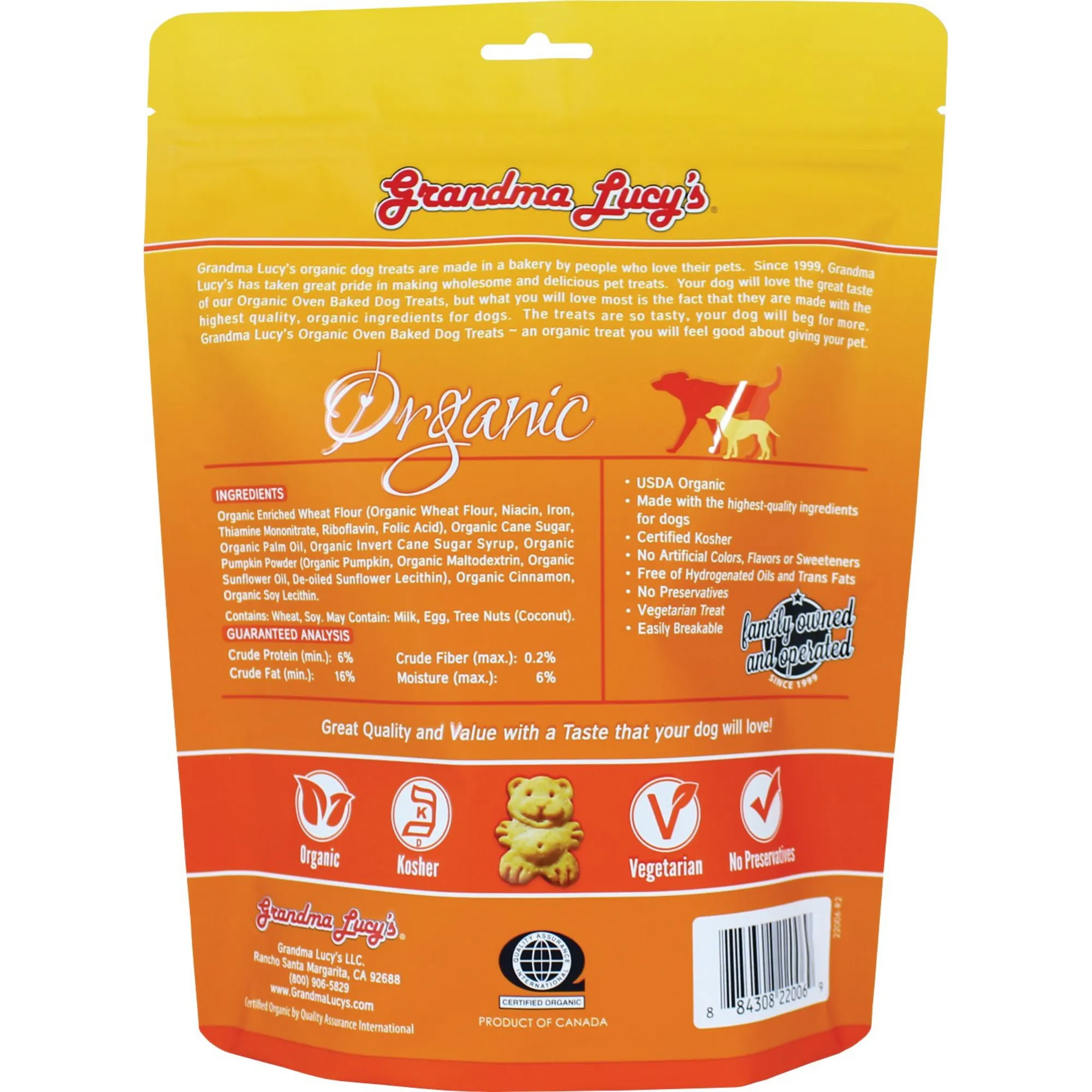 Grandma Lucy's Organic Pumpkin Oven Baked Dog Treats, 14-oz bag