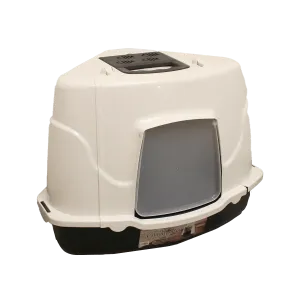 Here Kitty Hooded Easy Scoop Corner Litter Pan