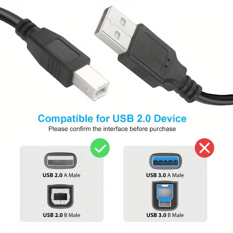 HighSpeed USB Printer Cable for Multiple Brands and Devices