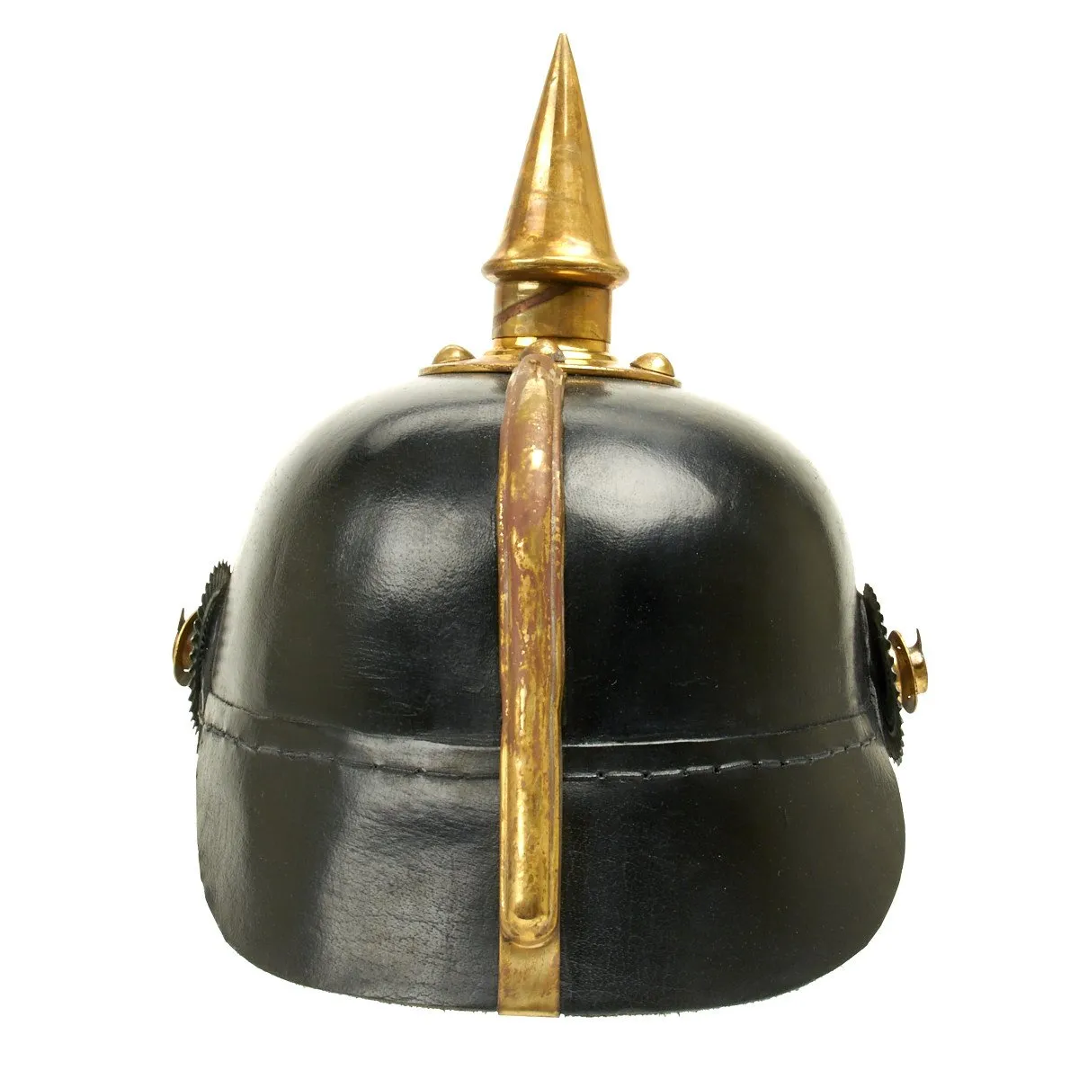 Imperial German Spiked Pickelhaube Helmet: Black & Gold- ANTIQUED GRADE 2