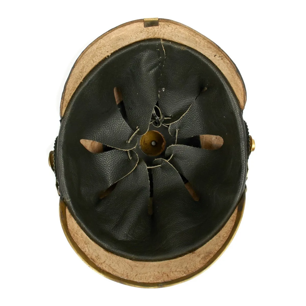 Imperial German Spiked Pickelhaube Helmet: Black & Gold- ANTIQUED GRADE 2