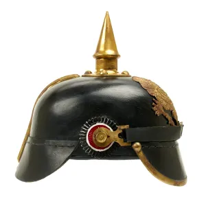 Imperial German Spiked Pickelhaube Helmet: Black & Gold- ANTIQUED GRADE 2