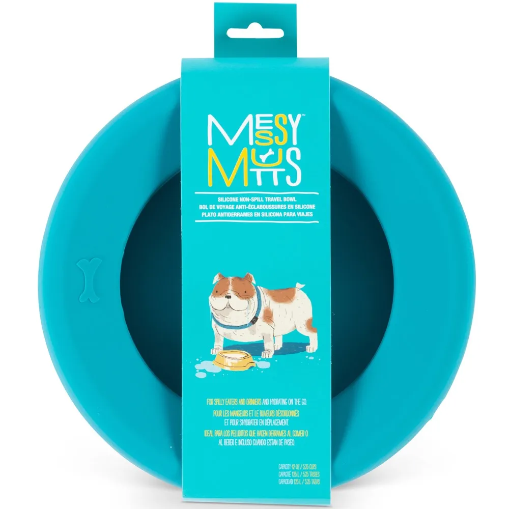 Messy Mutts Silicone Non-Spill Dog Bowl (Blue)