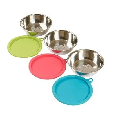 Messy Mutts Stainless Steel Bowl with Cover - 3 PACKS