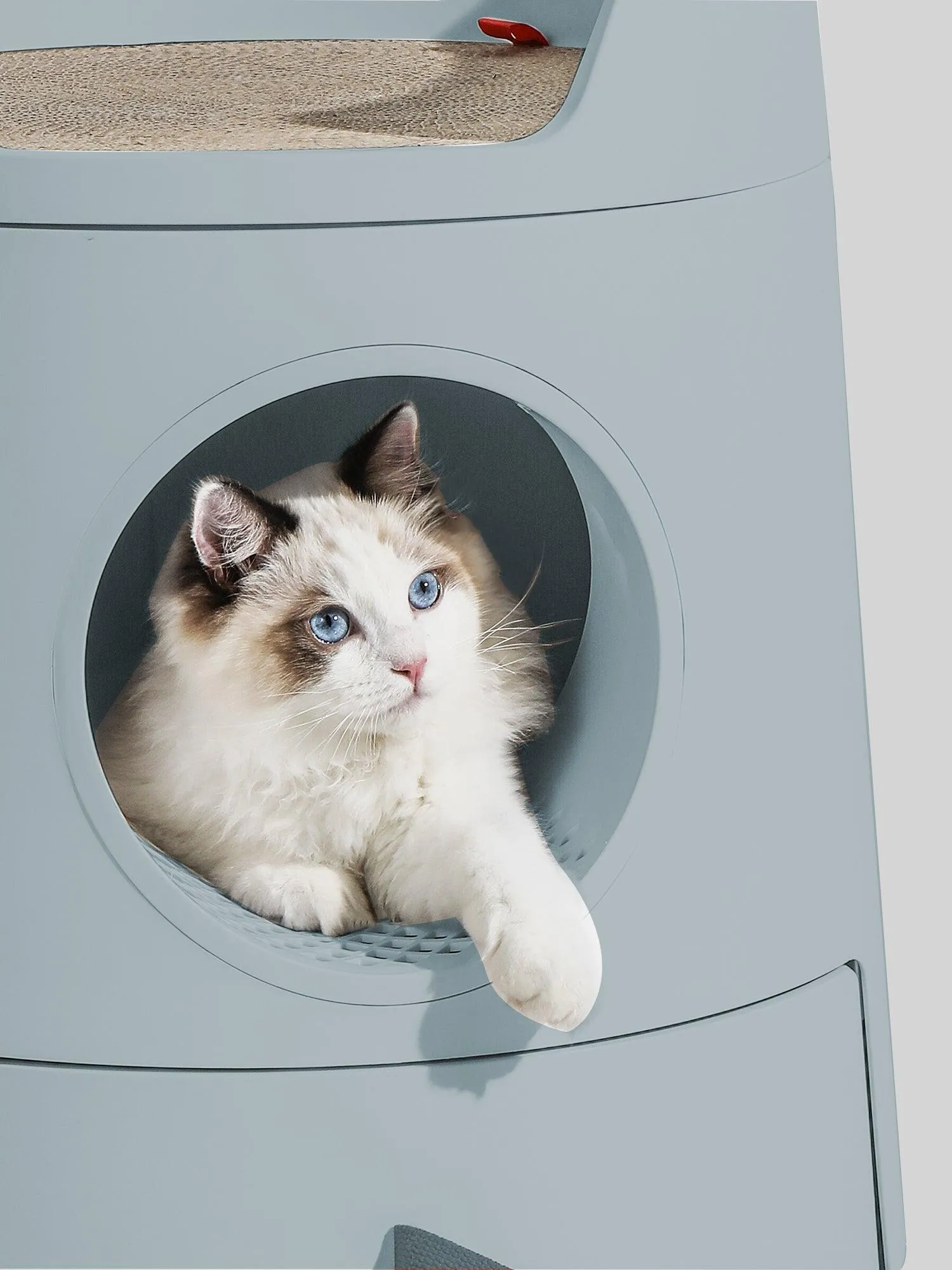 Michu XL Castle 2-in-1 Semi- Closed Cat Litter Box with Scratch Pad in Morandi Green Pre Order