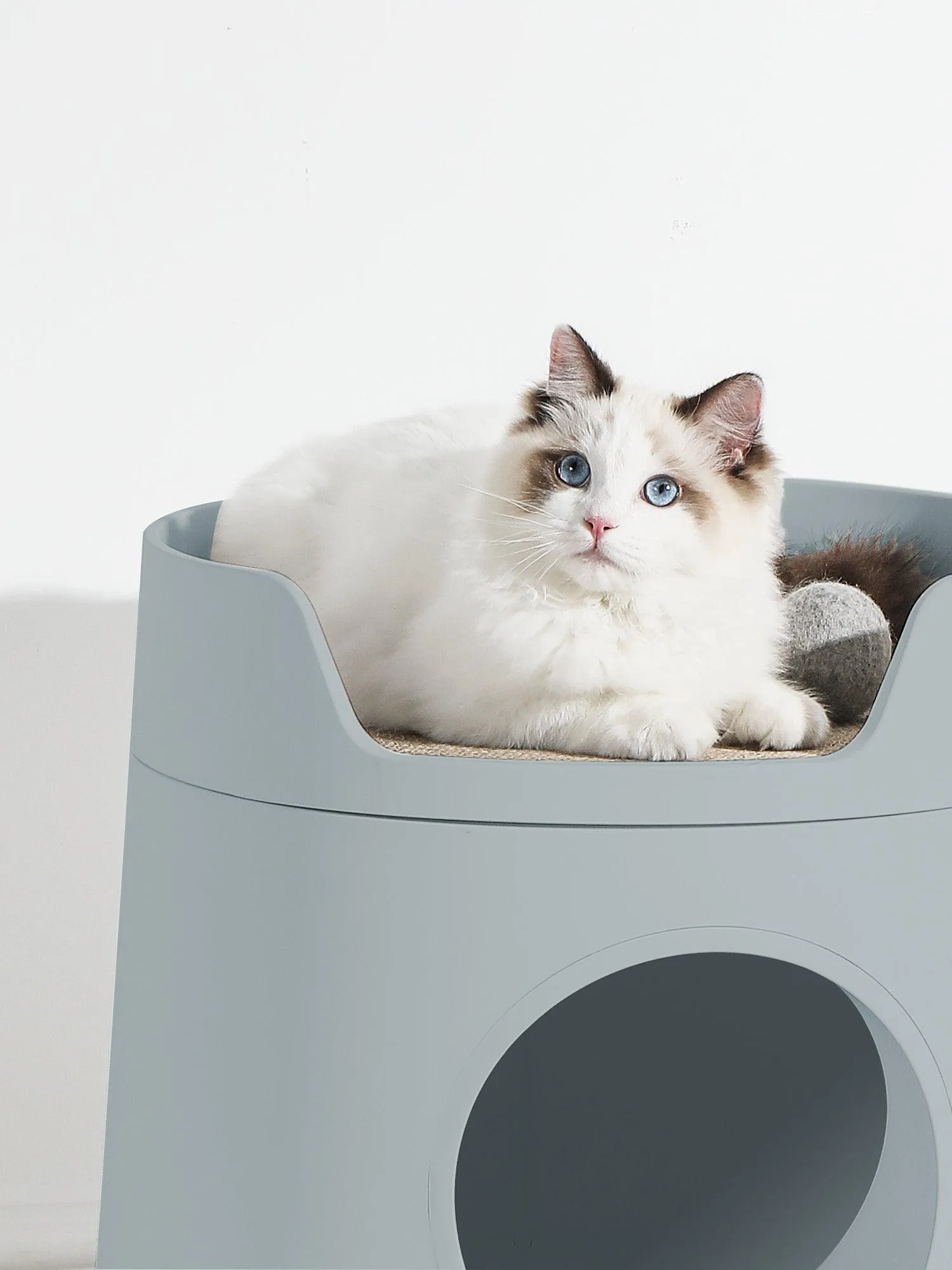 Michu XL Castle 2-in-1 Semi- Closed Cat Litter Box with Scratch Pad in Morandi Green Pre Order