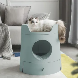 Michu XL Castle 2-in-1 Semi- Closed Cat Litter Box with Scratch Pad in Morandi Green Pre Order