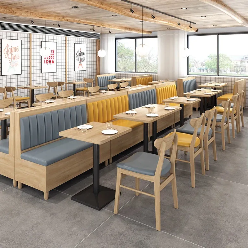 New Design Restaurant Furniture Sets Chair Tables Restaurant Booths Variety of Colors Restaurant Wood Modern Panel PU Leather