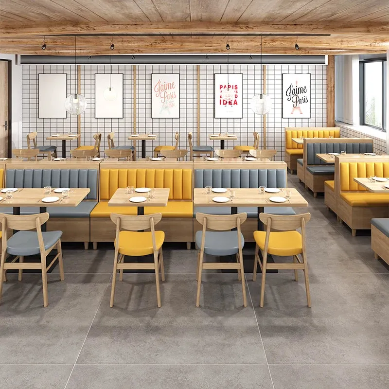 New Design Restaurant Furniture Sets Chair Tables Restaurant Booths Variety of Colors Restaurant Wood Modern Panel PU Leather