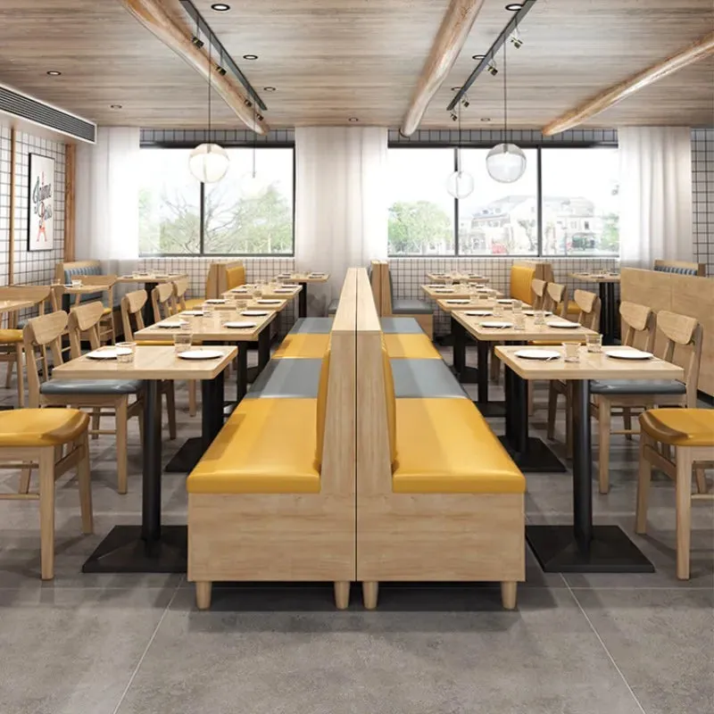 New Design Restaurant Furniture Sets Chair Tables Restaurant Booths Variety of Colors Restaurant Wood Modern Panel PU Leather