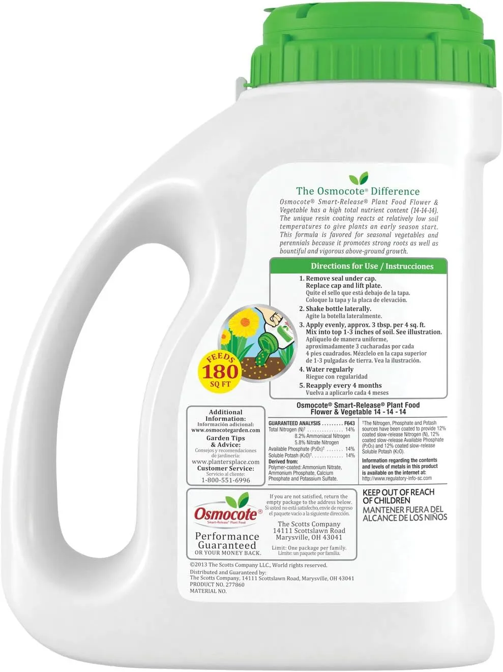 Osmocote 277860 4.5 LB Container of 14-14-14 Timed Release Flower & Vegetable Plant Food Fertilizer