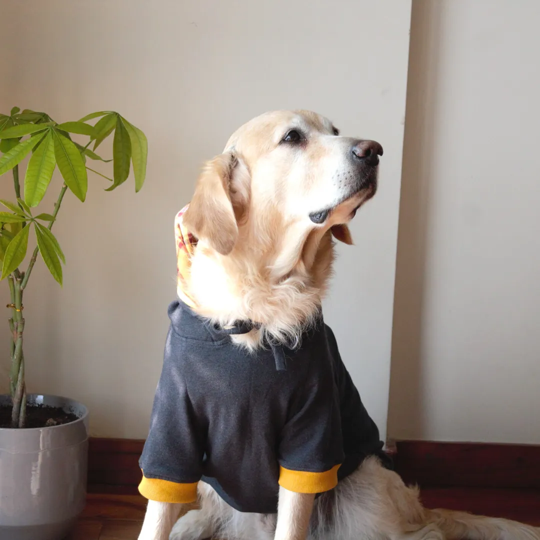 PoochMate Charcoal & Mustard Tartan Dog Sweatshirt