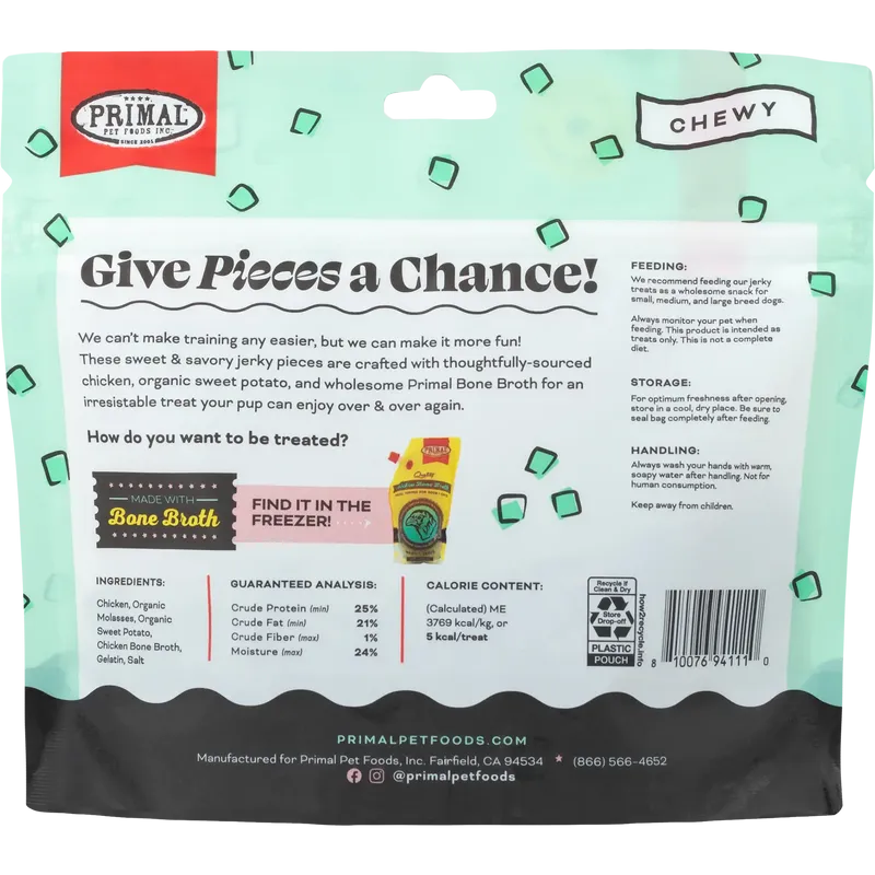 Primal Pet Foods Give Pieces a Chance Chicken Jerky Pieces with Broth Dog Treats
