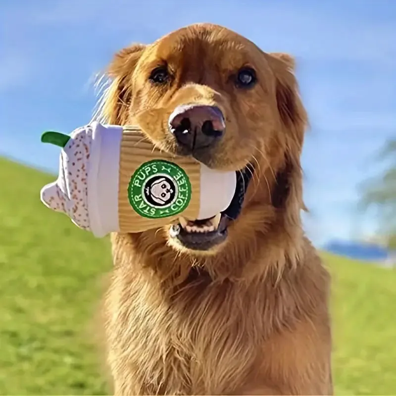 Star Pups Coffee Dog Toy With Squeaker