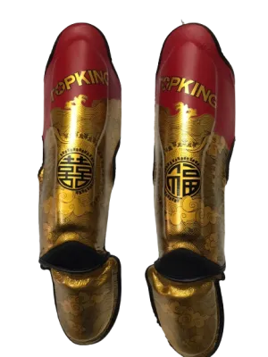 Top King Shin Guards TKSGCT-CN01 Fook & Double Happiness Red Gold