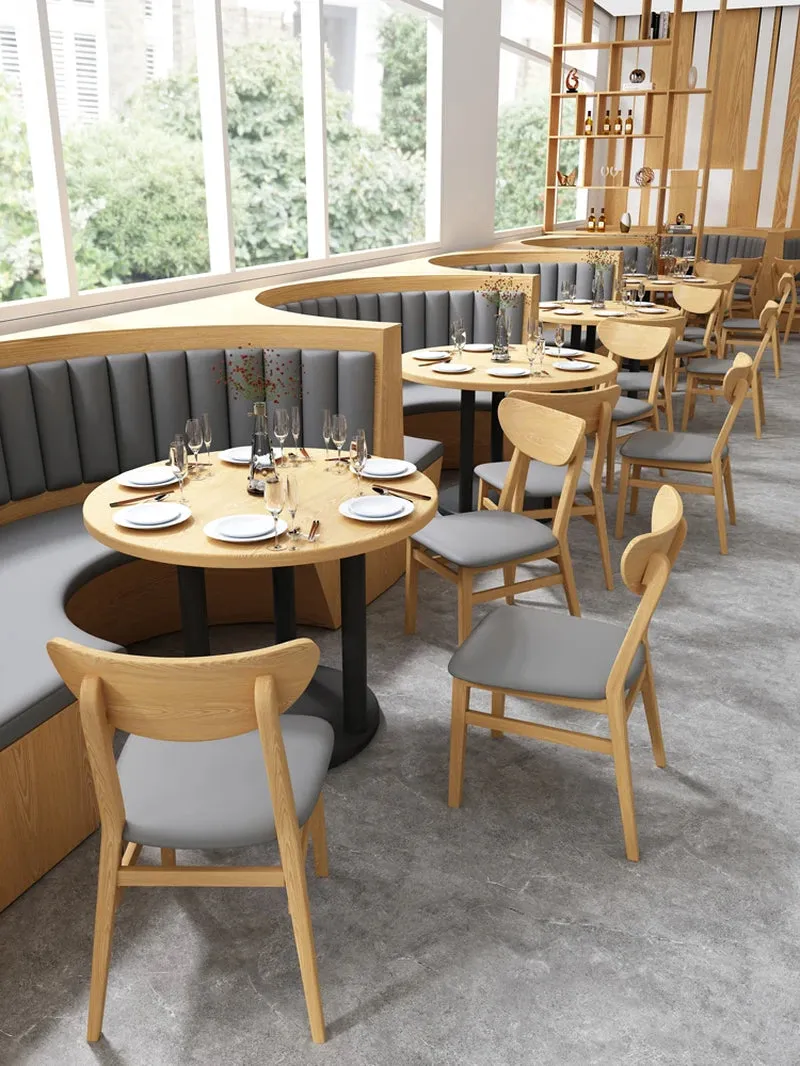 West Tea Restaurant Drink Hotel Semi-Circle Booth Sofa Custom Wine Sake Bar Coffee against the Wall Table and Chair Combination