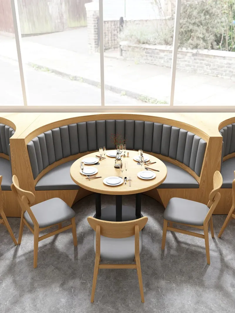 West Tea Restaurant Drink Hotel Semi-Circle Booth Sofa Custom Wine Sake Bar Coffee against the Wall Table and Chair Combination