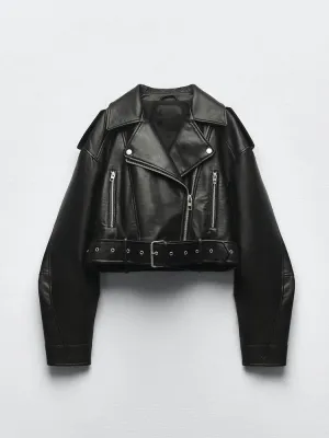 Women's Leather PU Cropped Fashion Designer Biker Jackets
